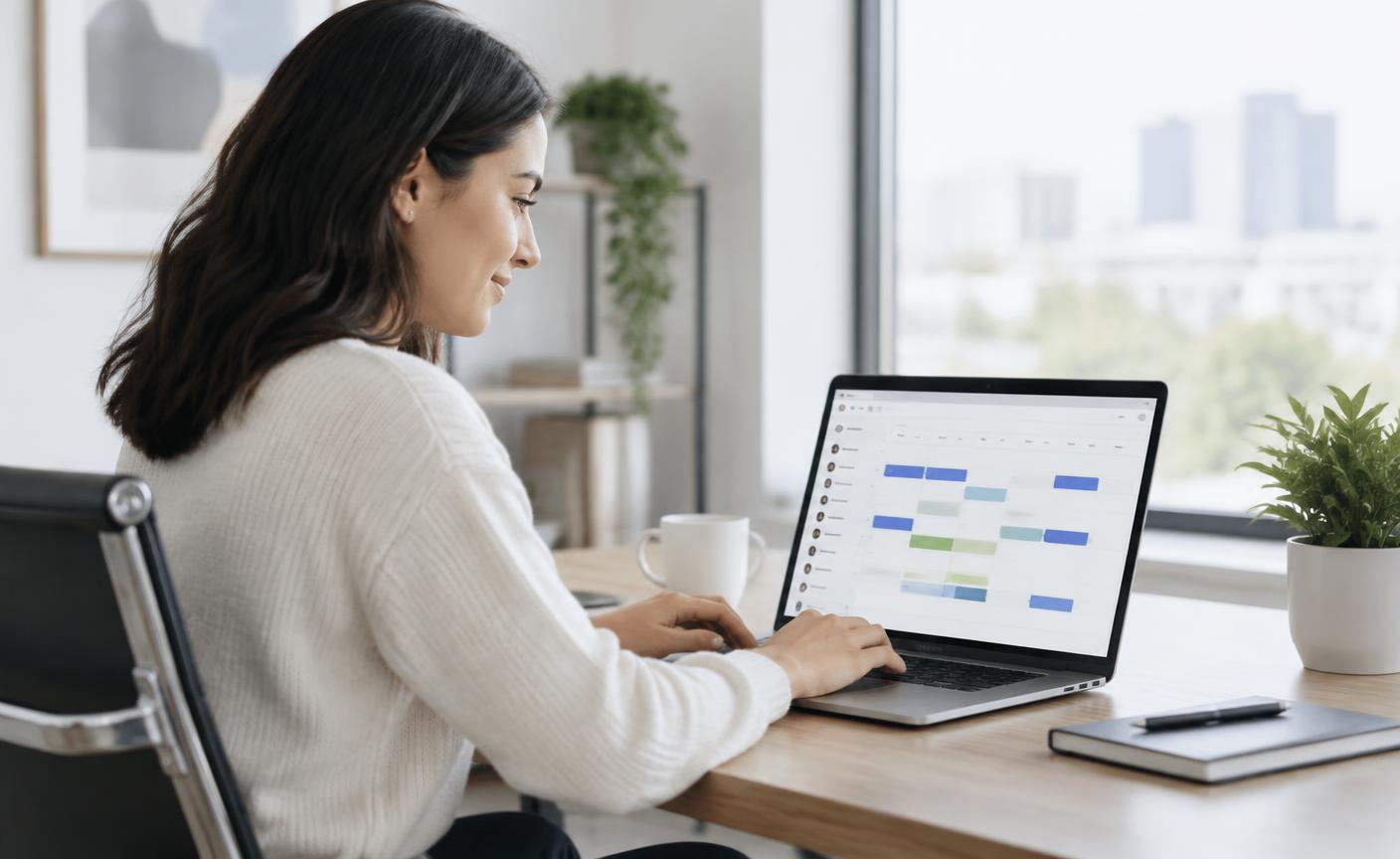 A person setting up Symplio independently on a laptop